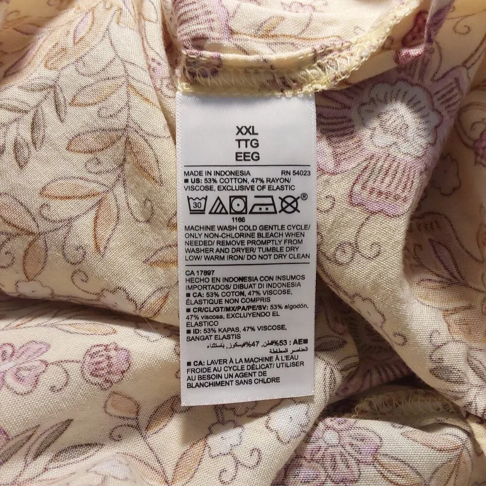Old Navy Waist-Defined Short-Sleeve Printed Maxi Dress Yellow/Pink Floral XXL - Picture 10 of 10